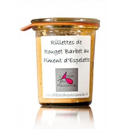 RILLETTES ROUGET BARBET PIMENT ESPELETTE 90gr- ATELIER DU POISSONNIER - Maison Ferrero - Epicerie à Ajaccio